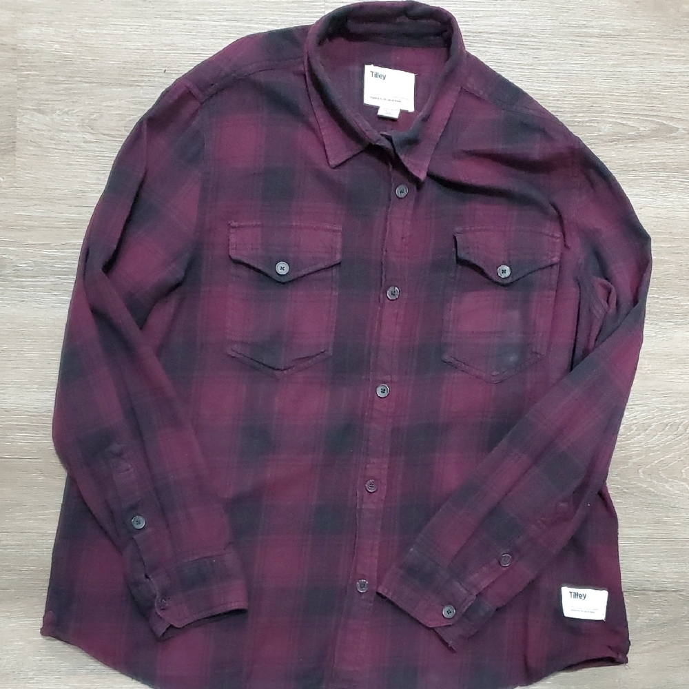 Men's Burgundy Plaid Shirt